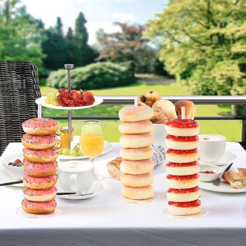 Dooiclear Donut Stand 6 Pack, Acrylic Bagel Stand, Clear Doughnut Holder, Donut Display Stand for Dessert Table, Bagel Display Tower for Birthday, Wedding, Baby Shower, Christmas, Party - Image 4