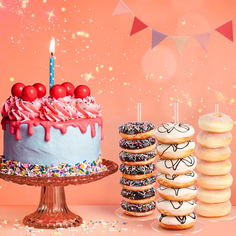 Dooiclear Donut Stand 6 Pack, Acrylic Bagel Stand, Clear Doughnut Holder, Donut Display Stand for Dessert Table, Bagel Display Tower for Birthday, Wedding, Baby Shower, Christmas, Party - Image 5