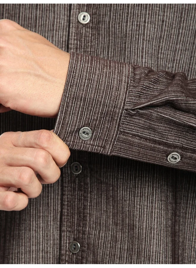 بيونغ Brown Striped Corduroy Shirt