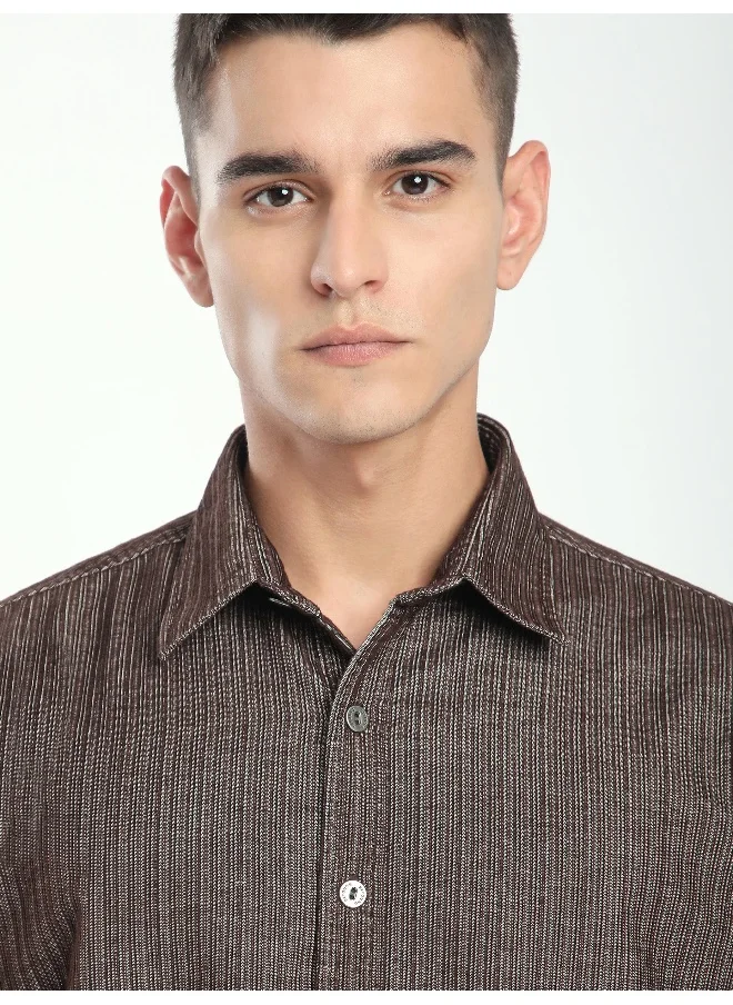 بيونغ Brown Striped Corduroy Shirt