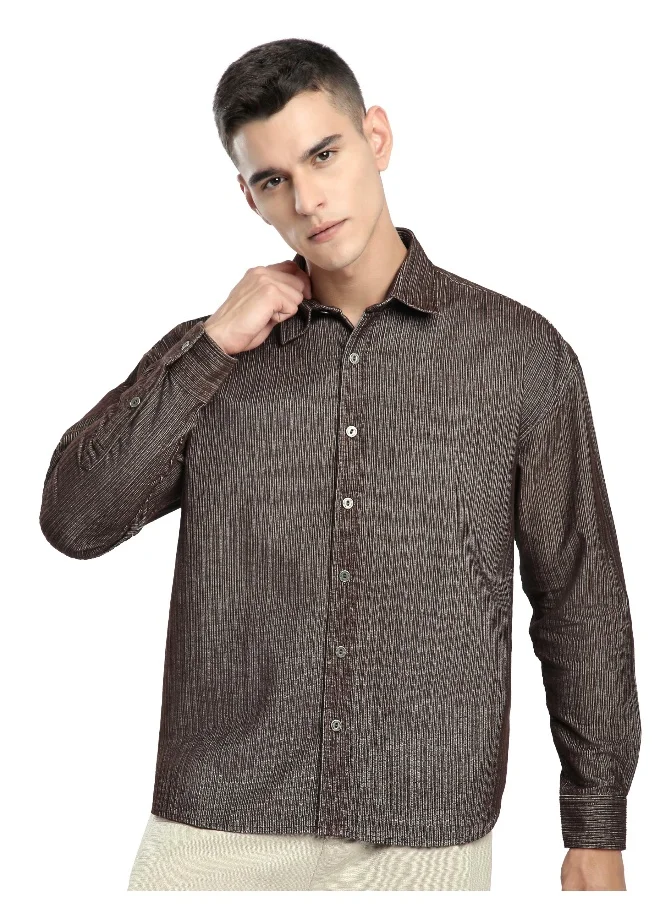 بيونغ Brown Striped Corduroy Shirt