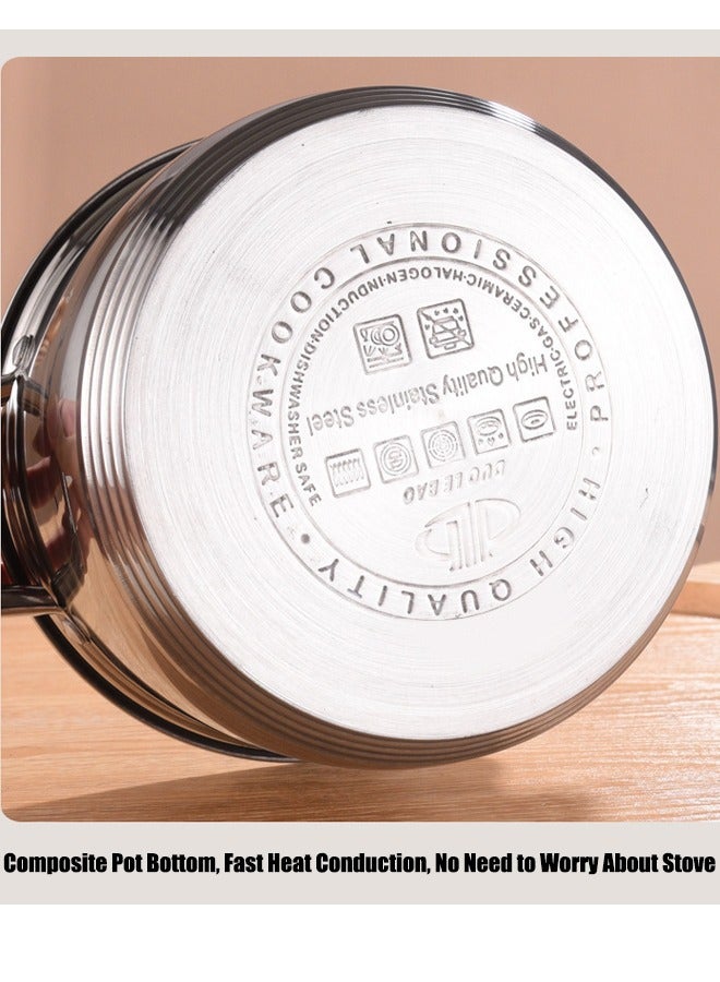 Nonstick Cookware Pot Sets 6 Piece Casseroles Metal with Glass Lid Frying Pan and Soup Pot Set Stainless Steel Color - Image 3