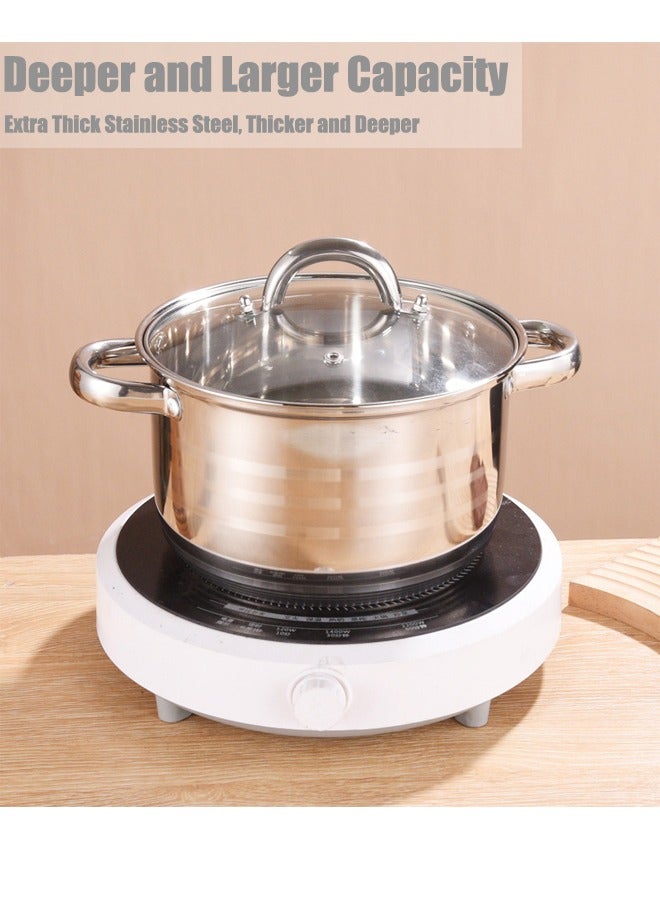 Nonstick Cookware Pot Sets 6 Piece Casseroles Metal with Glass Lid Frying Pan and Soup Pot Set Stainless Steel Color - Image 4