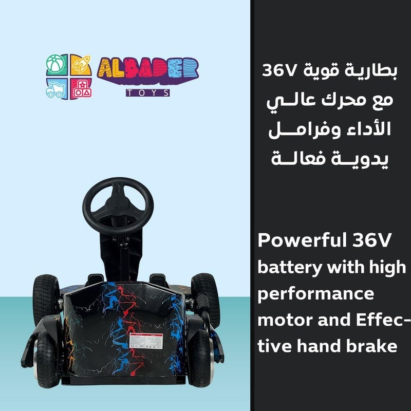 ALBADER Kids Karting Car - 36V Electric Drifting Scooter with LED Wheels and Music Effects - Image 4