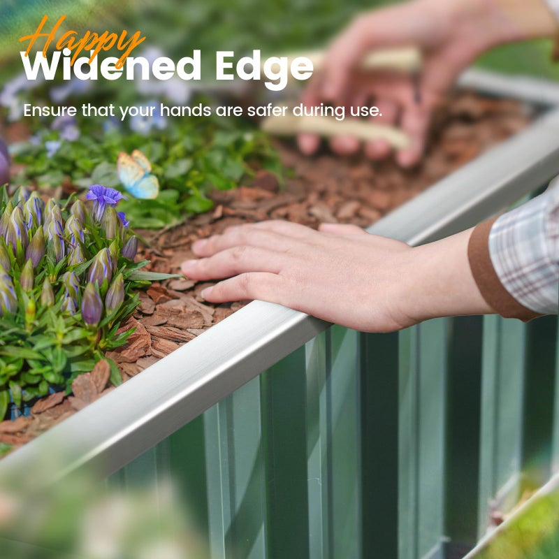 Kingbird KING BIRD Raised Garden Bed 68"x 36"x 12" Galvanized Steel Metal Outdoor Garden Planter Box Kit with 2 Pairs of Gloves (Green) - Image 4