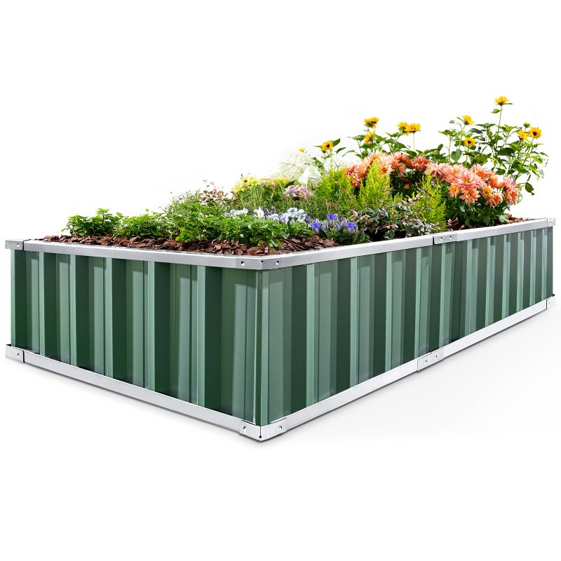 Kingbird KING BIRD Raised Garden Bed 68"x 36"x 12" Galvanized Steel Metal Outdoor Garden Planter Box Kit with 2 Pairs of Gloves (Green) - Image 1