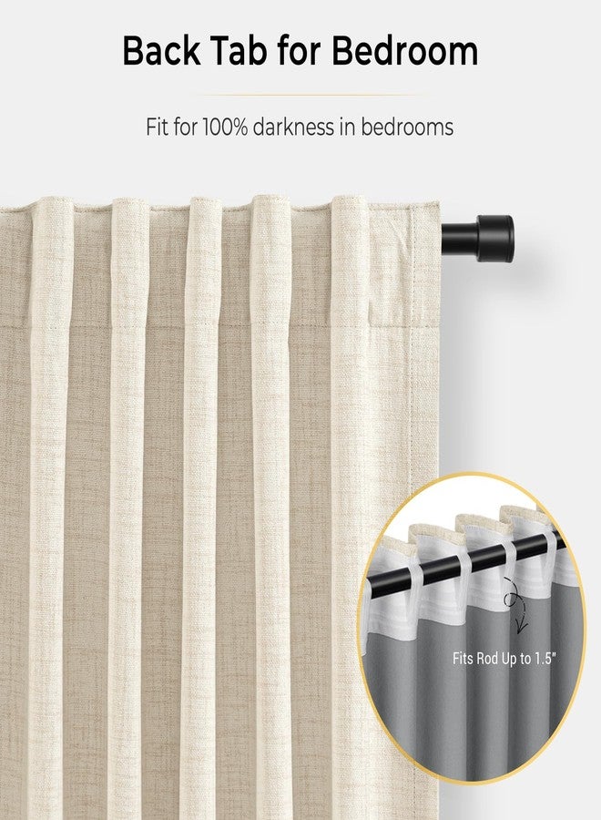 INOVADAY 100% Blackout Curtains for Bedroom, Black Out Curtains 90 Inch Long, Clip Rings Linen Blackout Drapes, Thermal Insulated Room Darkening for Living Room, 2 Panels - Cream,W50xL90 - Image 4