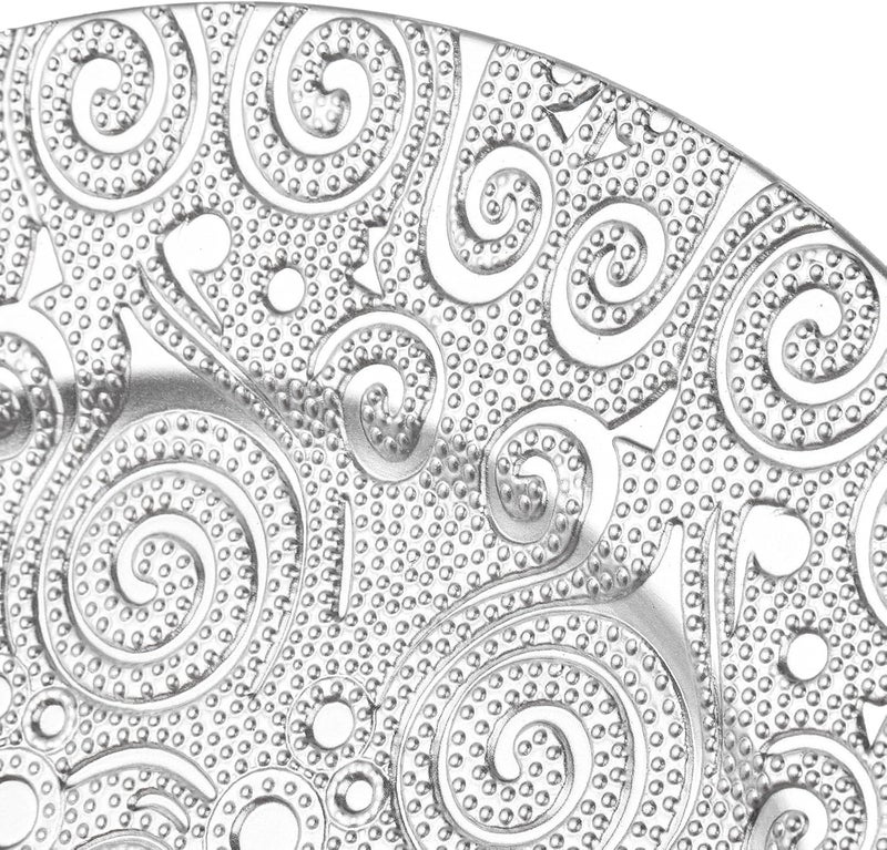 SOUJOY 12 Pack Charger Plates 13 Inch Silver Plastic Charger Plate Round Phoenix Pattern Elegant Serve Ware Plates for Weddings Parties Anniversary Thanksgiving - Image 4