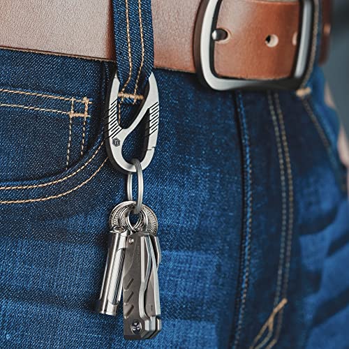 KeyUnity KM08 Titanium Carabiner Keychain Clip, Dual-Gate Quick Release EDC Key Ring Holder Organizer for Men and Women - Image 4