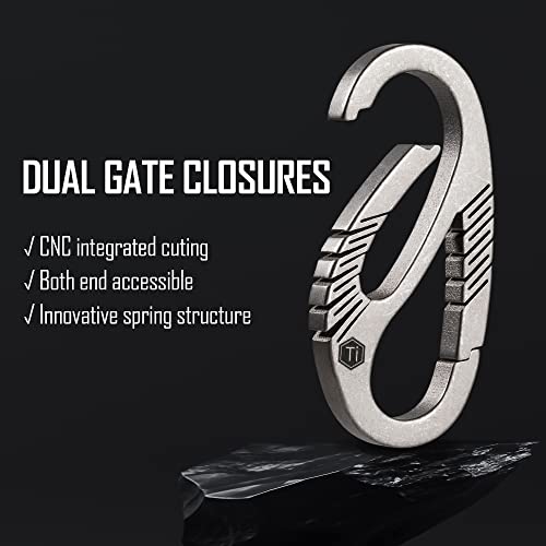 KeyUnity KM08 Titanium Carabiner Keychain Clip, Dual-Gate Quick Release EDC Key Ring Holder Organizer for Men and Women - Image 2