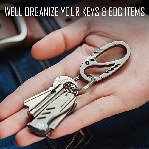 KeyUnity KM08 Titanium Carabiner Keychain Clip, Dual-Gate Quick Release EDC Key Ring Holder Organizer for Men and Women - Image 5