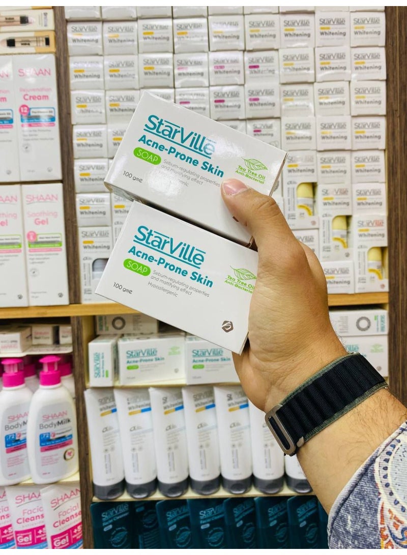 ستارفيل صابونة ستارفيل لعلاج حب الشباب والرؤوس السوداء – غنية بجل شجرة الشاي وخلاصة العرقسوس – تنظف وتنقي البشرة من الحبوب وتوحد اللون - Image 2