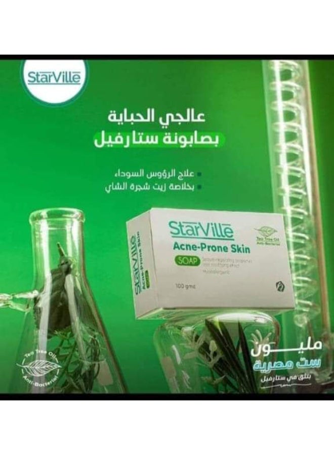 ستارفيل صابونة ستارفيل لعلاج حب الشباب والرؤوس السوداء – غنية بجل شجرة الشاي وخلاصة العرقسوس – تنظف وتنقي البشرة من الحبوب وتوحد اللون - Image 3