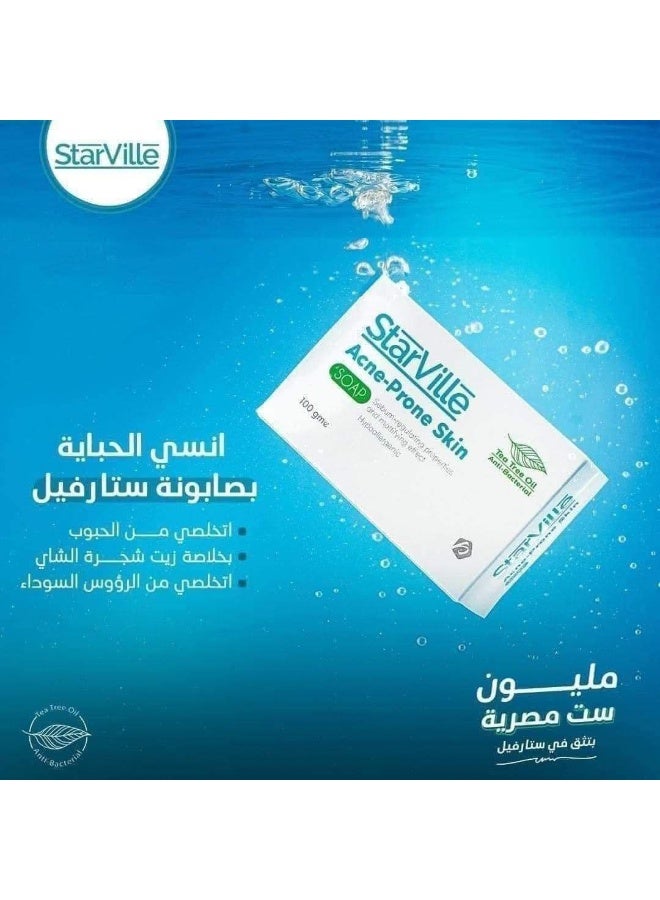 ستارفيل صابونة ستارفيل لعلاج حب الشباب والرؤوس السوداء – غنية بجل شجرة الشاي وخلاصة العرقسوس – تنظف وتنقي البشرة من الحبوب وتوحد اللون - Image 4