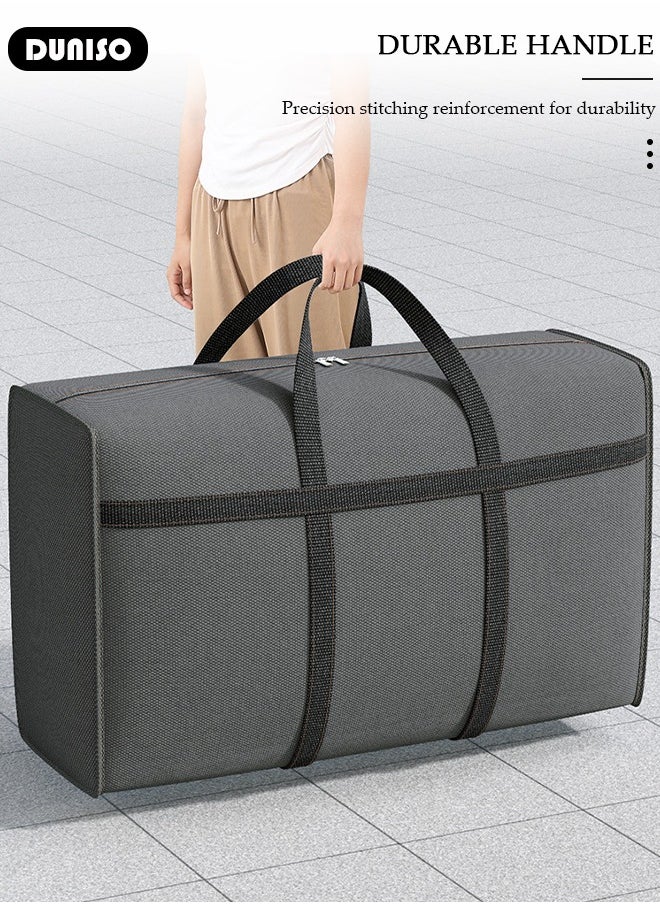 DUNISO 2 Pack Moving Storage Bag with Zipper, Large Capacity Multipurpose Clothes Organizing Storage Bag with Strong Handles, Folding Blanket Storage Bag for Bedroom Closet, Wardrobe, Moving, Quilt Storage  - Image 5