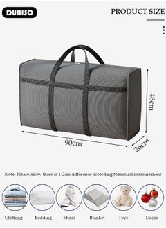 DUNISO 2 Pack Moving Storage Bag with Zipper, Large Capacity Multipurpose Clothes Organizing Storage Bag with Strong Handles, Folding Blanket Storage Bag for Bedroom Closet, Wardrobe, Moving, Quilt Storage  - Image 4