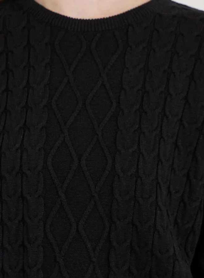 ستايلي Regular Fit Cable Knit Bell Sleeve Sweaters