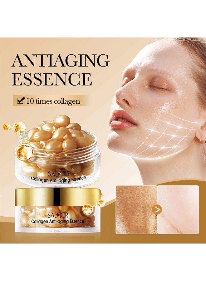 SADOER Collagen Anti-Aging Essence，Anti Wrinkle Essence Capsules Serum Face Repair Serum Remover Whitening Cream Anti-Wrinkle Ageless Face Serum Skin Care，30Capsules - Image 1