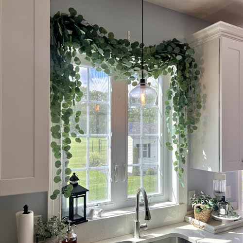 CQURE 24 Pack Eucalyptus Garland, Artificial Greenery Garland Faux Eucalyptus Leaves Table Vines for Wedding Backdrop Fireplace Arch Door Wall Room Decor（168FT） - Image 5