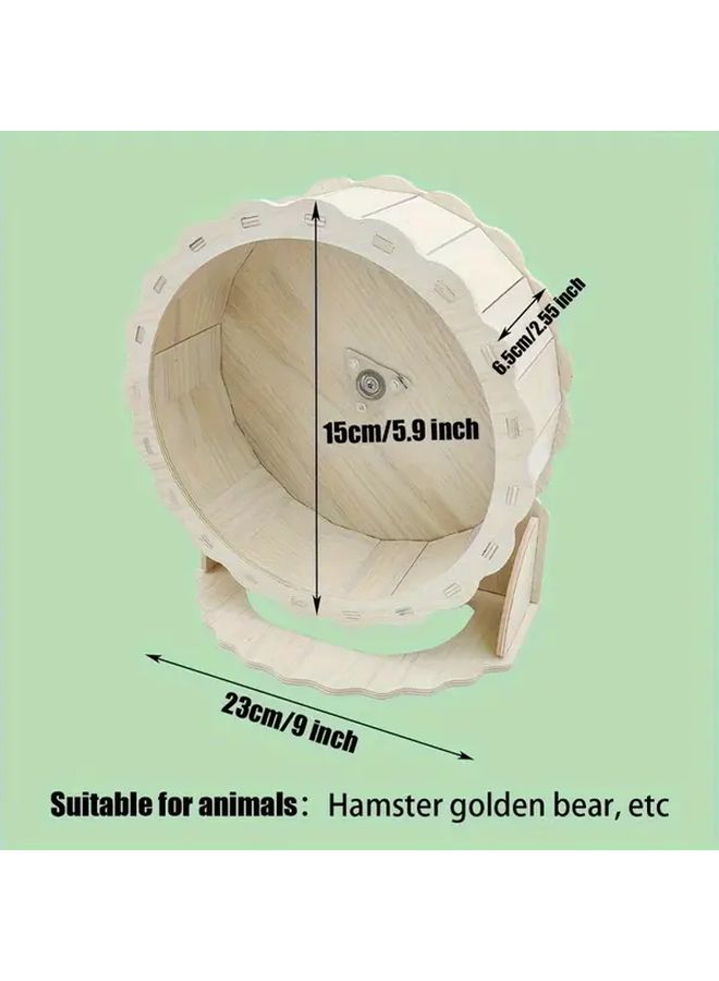 Silent Wooden Hamster Running Wheel 5 91 Inch Exercise Toy For Small Pets - Image 3