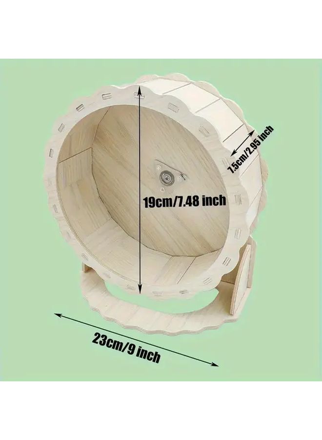 Silent Wooden Hamster Running Wheel 5 91 Inch Exercise Toy For Small Pets - Image 2