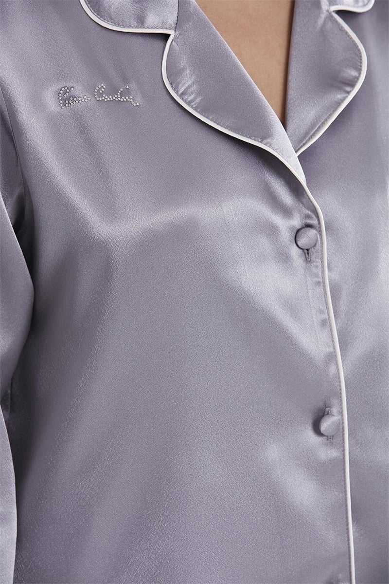 pierre cardin 1200 Women's Satin Pajama Set-Royal - Image 4
