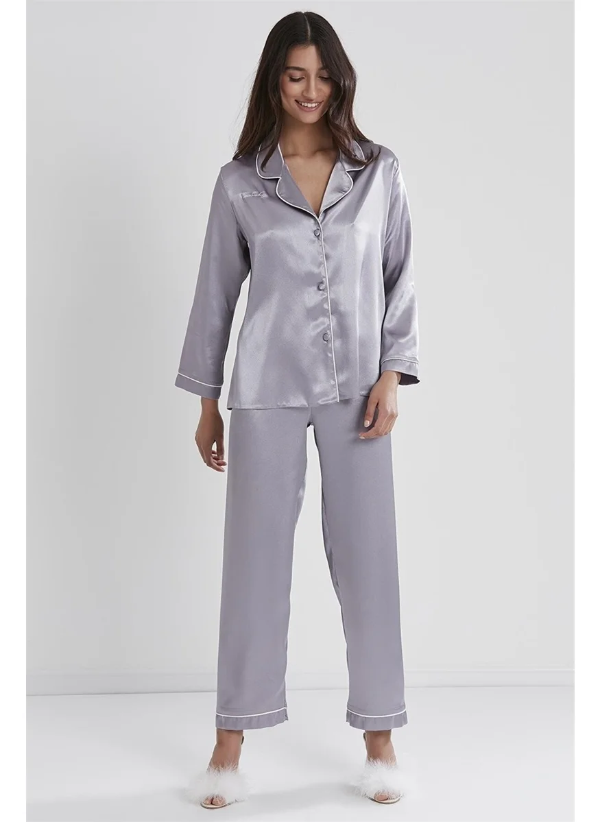 بيير كاردان 1200 Women's Satin Pajama Set-Royal