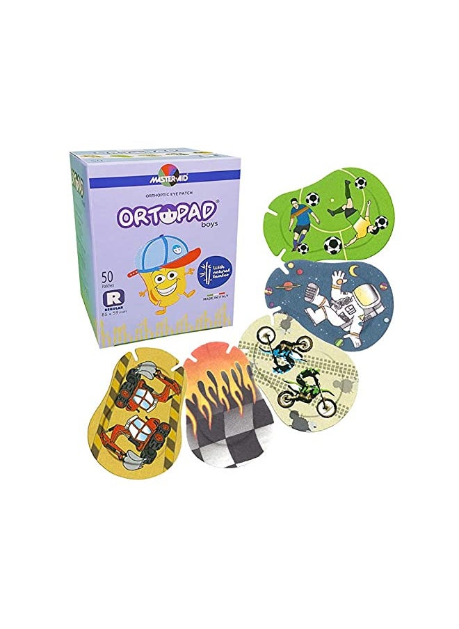 Ortopad Ortopad® Bamboo Boys Eye Patches, 50/Box (Regular Size, 4+ yrs) Racing Flames Pack  - Image 1
