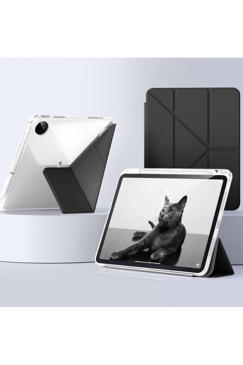 for Honor Pad 10 12.1-inch 2025 Case Cover, Triple Fold Y-shaped Design, Multi Angle, Leather Tablet Cover With Pen Slot, Automatic Wake-up/sleep, Black - Image 1