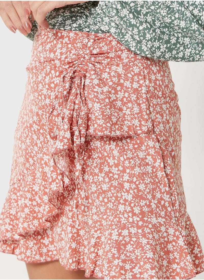 Ginger - Ditsy Floral Ruffle Hem Wrap Skirt - Image 1