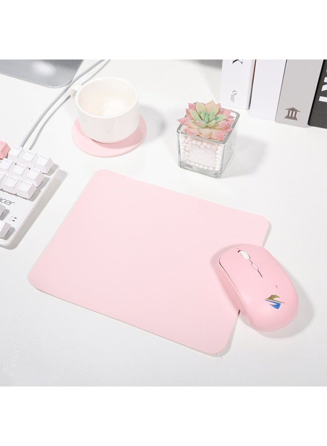 Mouse Pad, High-quality Textured Square Mouse Pad 250*300mm and Coaster 100*100mm, Stitched Edge Anti-slip Waterproof Rubber, Cute and Beautiful Computer Mat, suitable for Office Gaming Laptop use for women and children, in pink. - Image 1