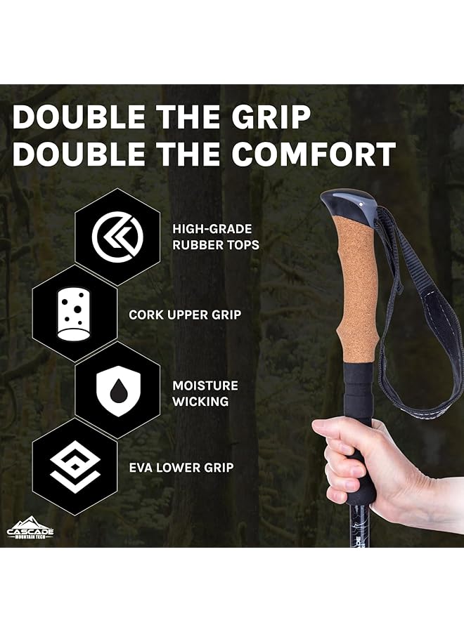 Cascade Mountain Tech Aluminum Adjustable Trekking Poles Lightweight Quick Lock Walking Or Hiking Stick 1 Set (2 Poles) - Image 3
