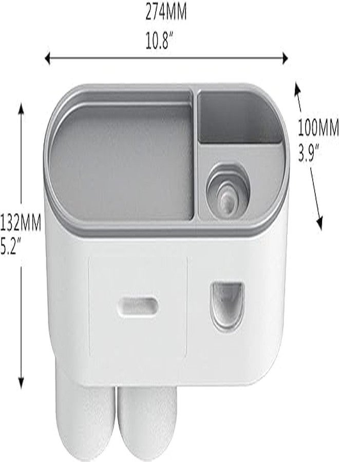 CLOUDTAB Wall Mounted Toothbrush Holder with Automatic Toothpaste Dispenser | Magnetic Cups, Drawer Organizer & Space-Saving Bathroom Shelf Clean [2 Cup, ABS Plastic, White] - Image 2
