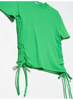 ديلفين Women's Green Gathered Detailed T-Shirt 30117