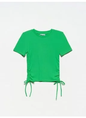 ديلفين Women's Green Gathered Detailed T-Shirt 30117