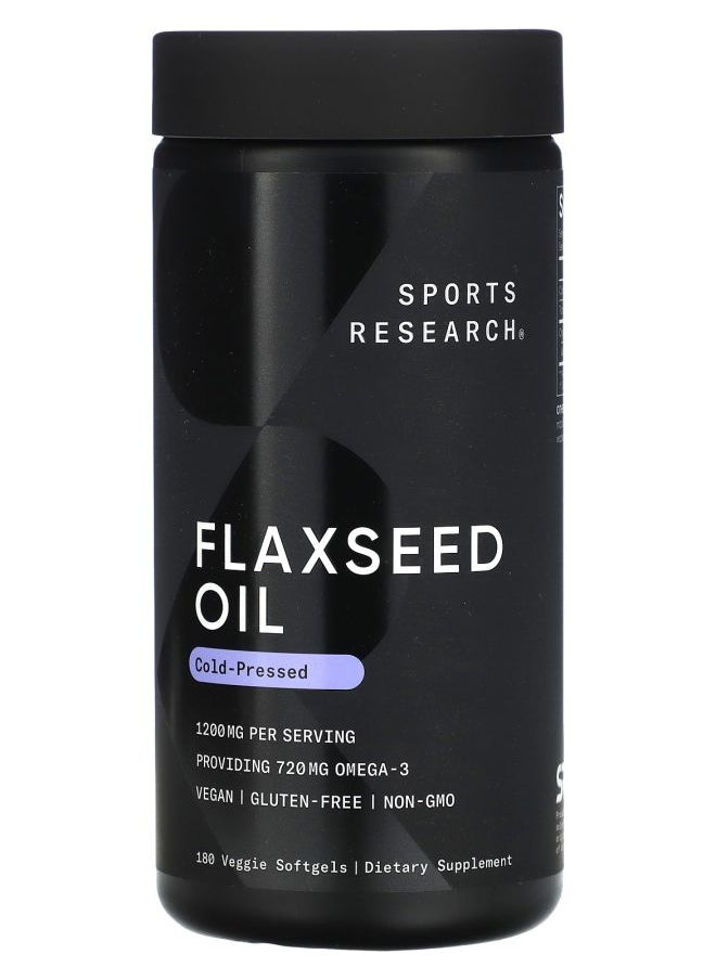SPORTS RESEARCH Flaxseed Oil 1200 mg 180 Veggie Softgels 