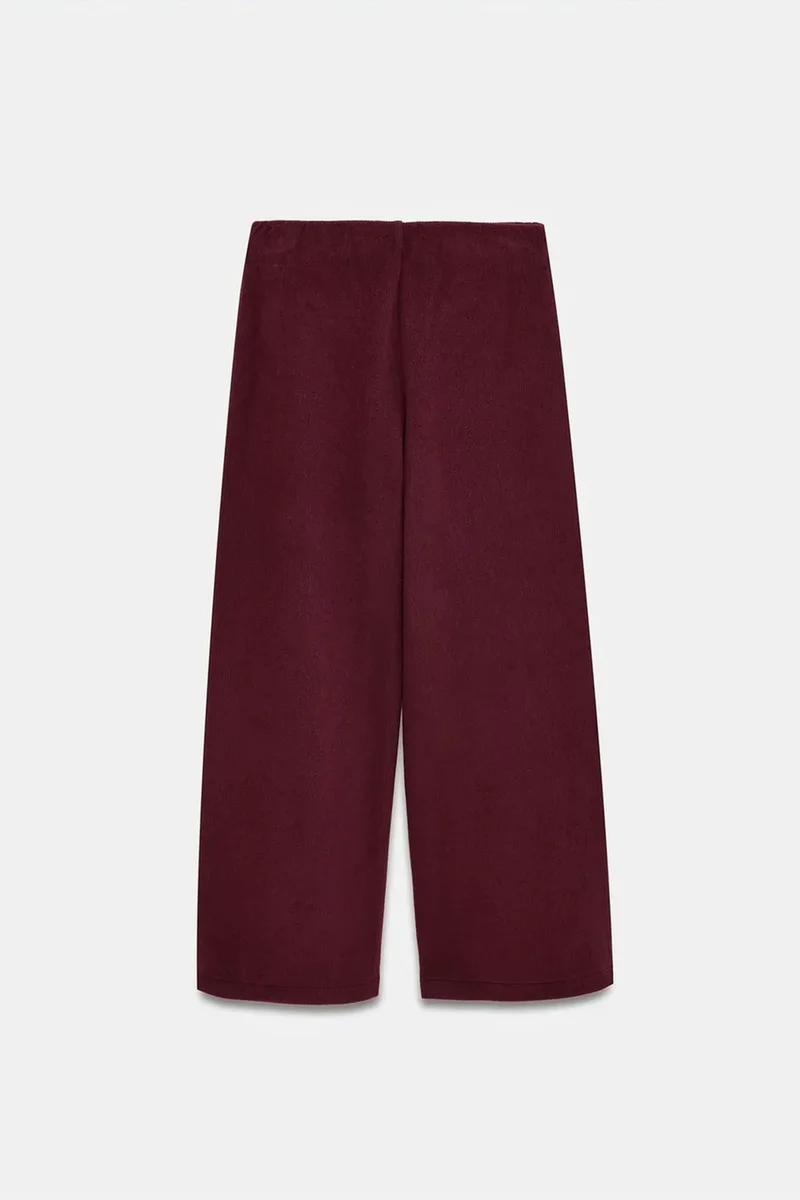Dilvin Burgundy Red DILVIN Women's High-Waist Wide-Leg Knit Trousers for Women | Best Price UAE