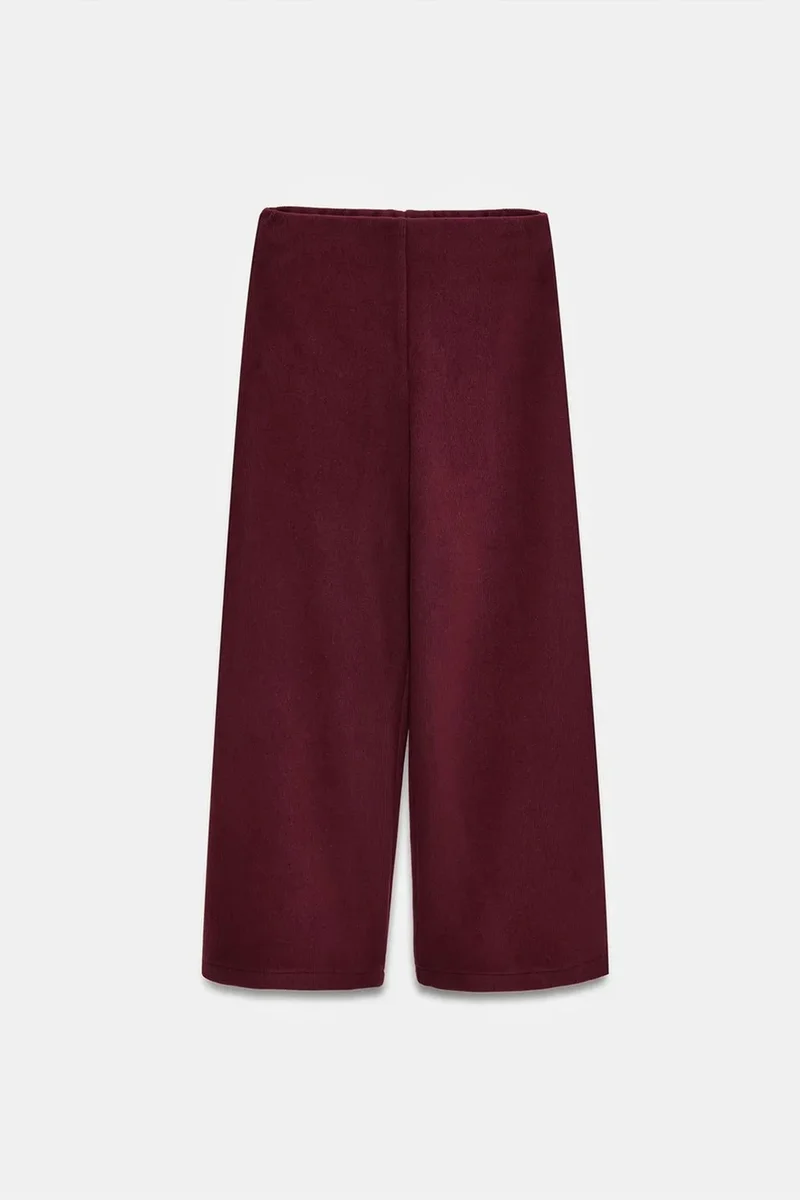 Dilvin Burgundy Red DILVIN Women's High-Waist Wide-Leg Knit Trousers for Women | Best Price UAE