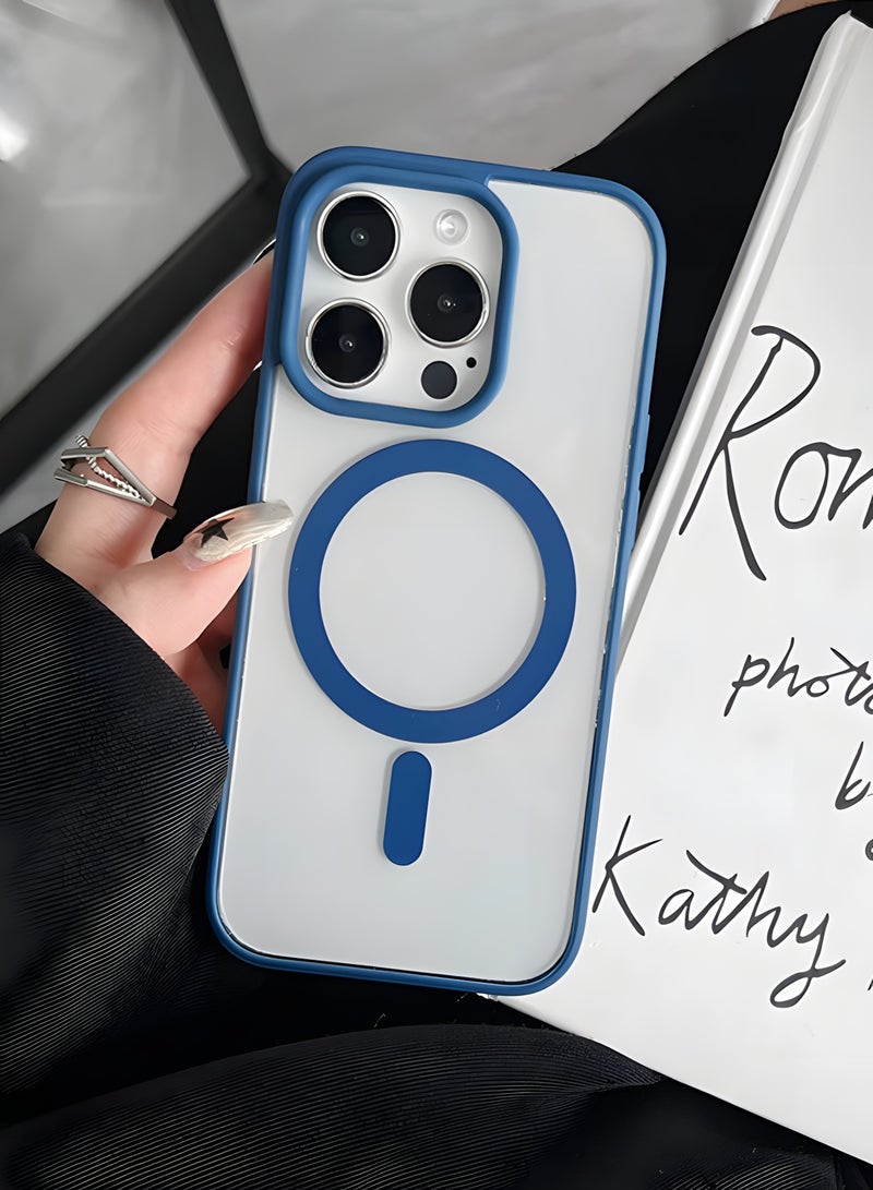 Magsafe Case for iPhone 15 Pro Magsafe Clear Cover Magnetic Wireless Charging Support, Shockproof Protection, Scratch-Resistant for iPhone 15 Pro - Navy Blue - Image 4