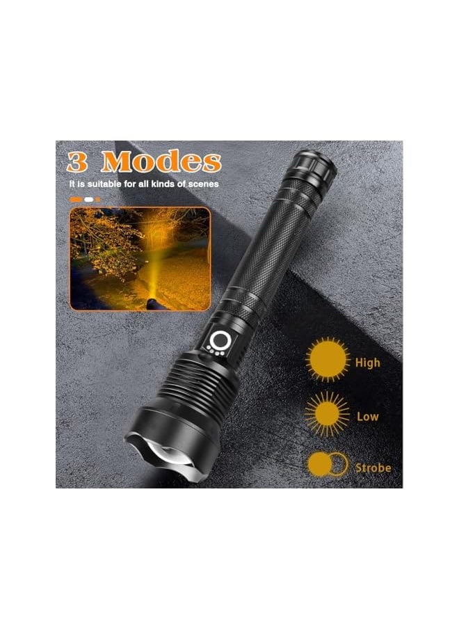 PROMASS promass Rechargeable Flashlight XHP70 LED Torch Yellow Warm Light Flashlight Amber Light 3 Modes Adjustable Focus Flash Light Yellow Light Anti-fog Lamp for Reading Outdoor Hiking Sandstorm  - Image 5