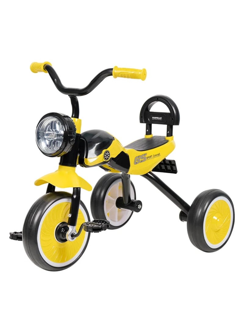 Children's Tricycle with a Strong and Durable Metal Frame, a Comfortable Plastic Seat with a Backrest to Provide Extra Support for the Child, and a Headlight for Ages One and a Half to 4 Years  - Image 1