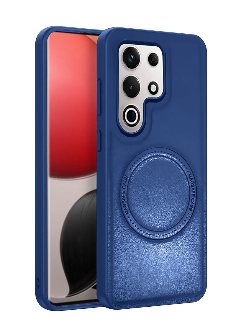 Wtech itel S25 Ultra 4G 2024 Premium PU Leather Hard Shockproof with MagSafe Magnet Case Cover - Navy Blue - Image 1