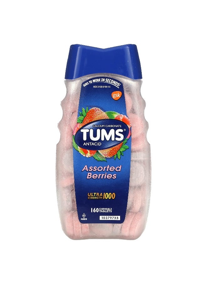 TUMS - Tums, Ultra Strength Antacid,  Assorted Berries, 1,000 mg, 160 Chewable Tablets - Image 1