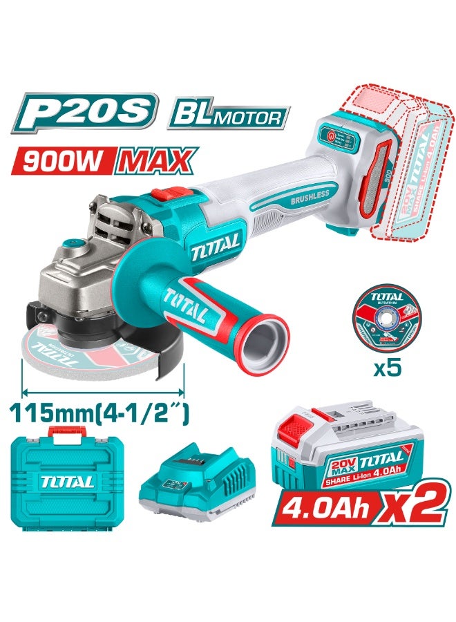 توتال صاروخ 20 فولت 4.5 بوصة 900 واط مع 2 بطاريه وشاحن من توتال TAGLI261522 - Image 1