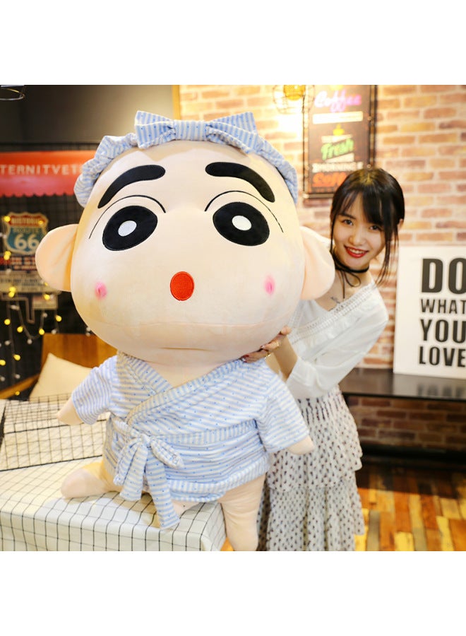 Cute Crayon Xiaoxin Doll Plush Toy Children Doll Doll Birthday Gift Female Activity Gift-Color:Green Bathrobe Eye-catching-Height:35cm - Image 4