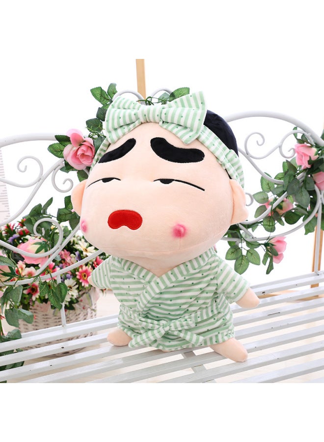 Cute Crayon Xiaoxin Doll Plush Toy Children Doll Doll Birthday Gift Female Activity Gift-Color:Green Bathrobe Eye-catching-Height:35cm - Image 1
