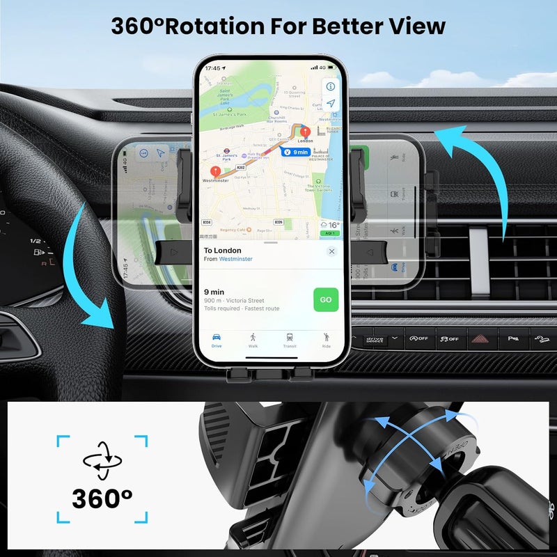 VELIGOOD Car Phone Holder - Air Vent Mount with Metal Hook Clip for Strong Stability, Compatible with iPhone and Samsung Smartphones - Image 3