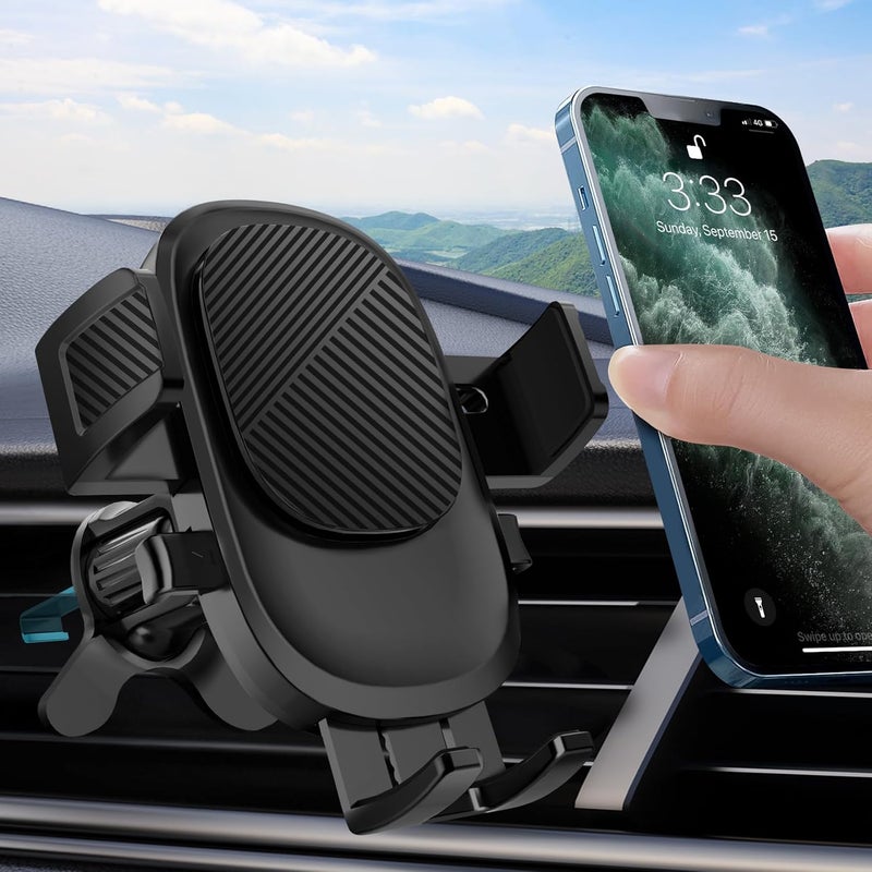VELIGOOD Car Phone Holder - Air Vent Mount with Metal Hook Clip for Strong Stability, Compatible with iPhone and Samsung Smartphones - Image 1