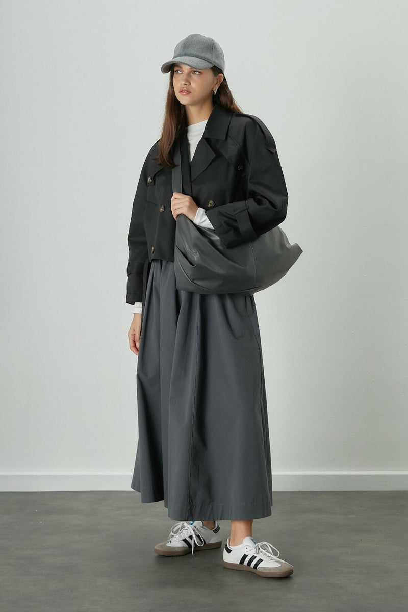 Manuka Katy Gabardine Gathered Skirt Navy Blue - Image 2