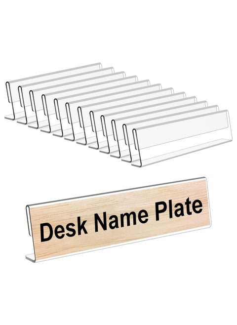 10 Pack Clear Acrylic Name Holders 20x5cm Acrylic Name Plate for Desk Name Card Tent Holder Desk Sign Frame for Table Office Business Conference Meeting Room School Display Stand